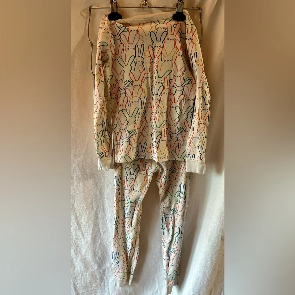 Hanna Andersson Multicolor Bunny Pajama Set Girls 8 Easter PJs
